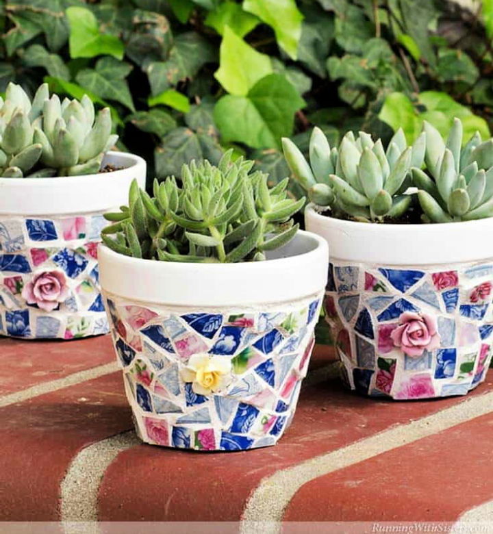 Broken China Mosaic Flower Pots for Succulents