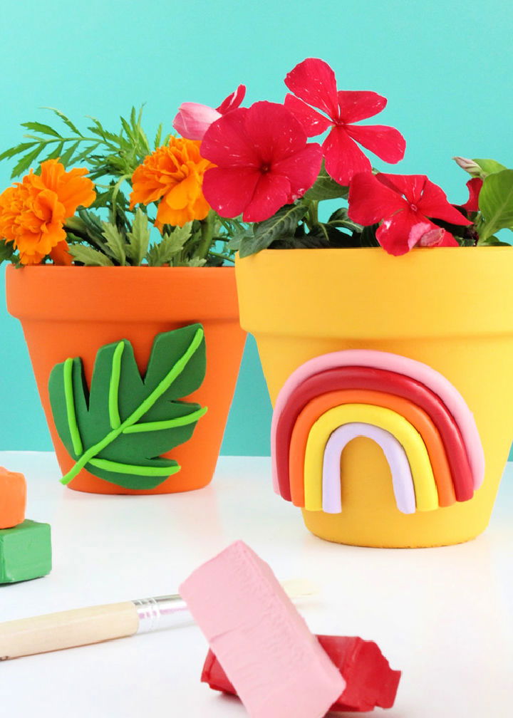 Colorful DIY Clay Pot Planters