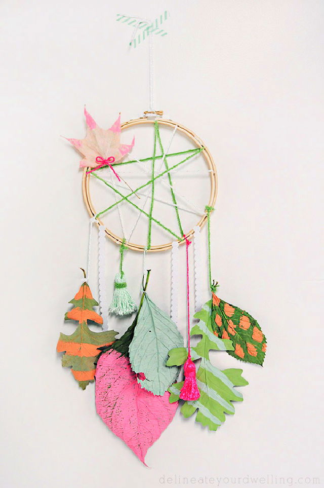 Colorful DIY Leaf Dream Catcher