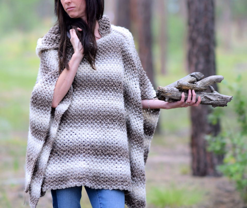 Crochet Driftwood Oversized Hooded Poncho Pattern