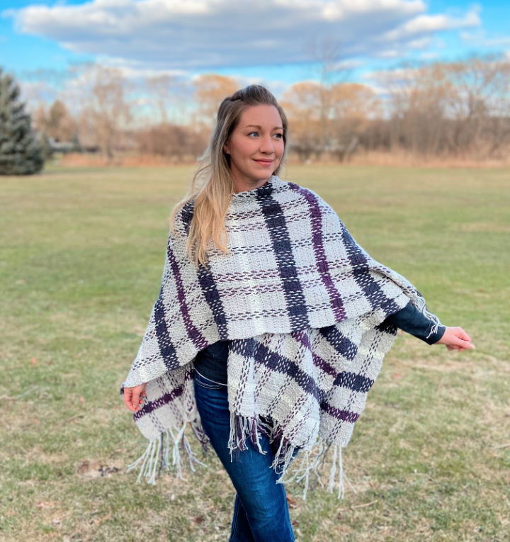 Crochet Spring Plaid Poncho Pattern Diagram