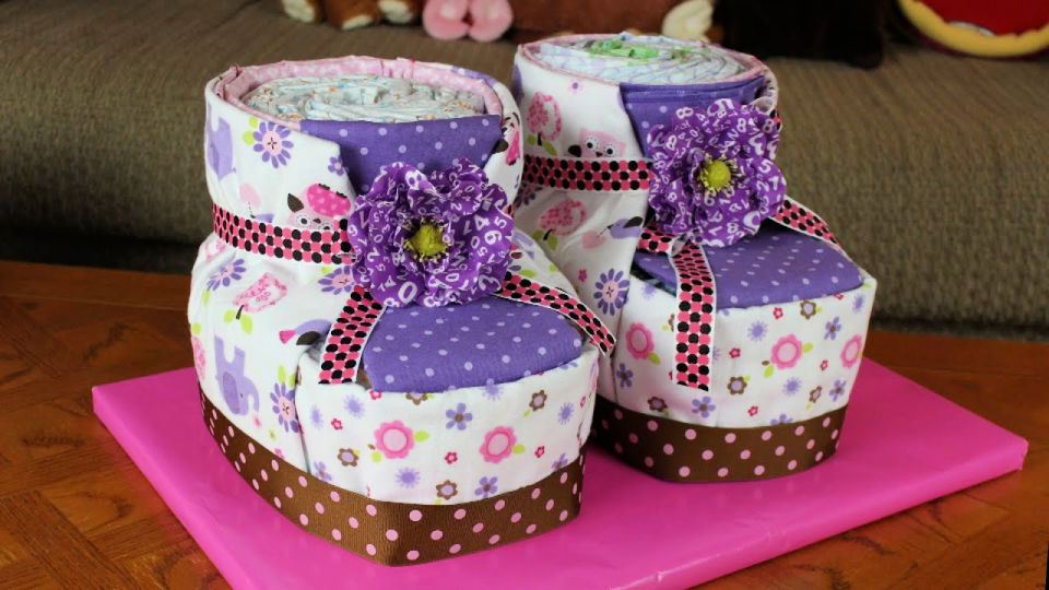 Diaper Cake Baby Booties Tutorial