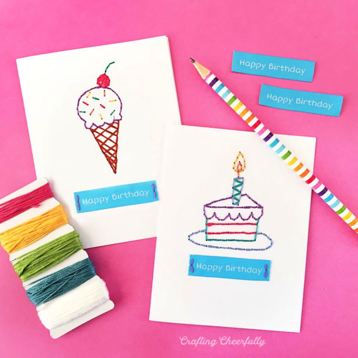 DIY Embroidered Birthday Card