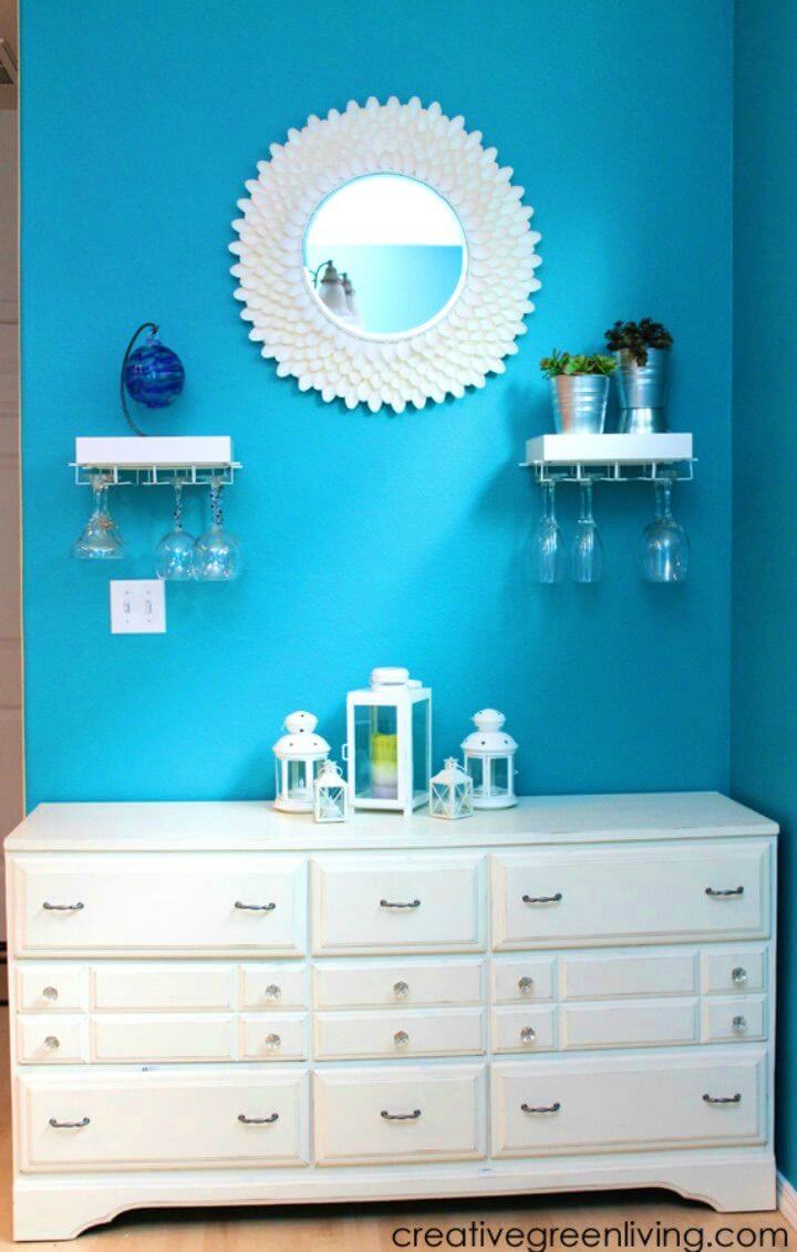 DIY Sunburst Mirror with Plastic Spoons