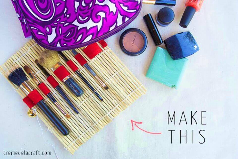 DIY Sushi Mat Makeup Brush Roll