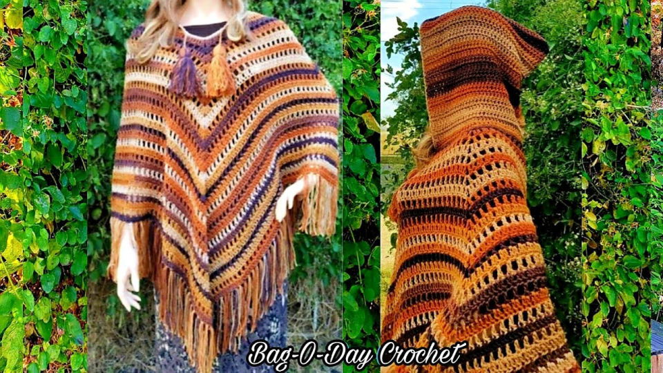 Easy Crochet Hooded Poncho Pattern
