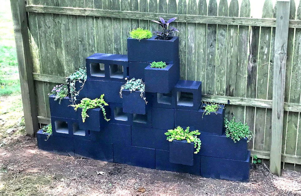 Handmade Cinder Block Planters