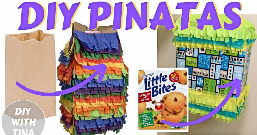 homemade piñata out of paper lunch bag
