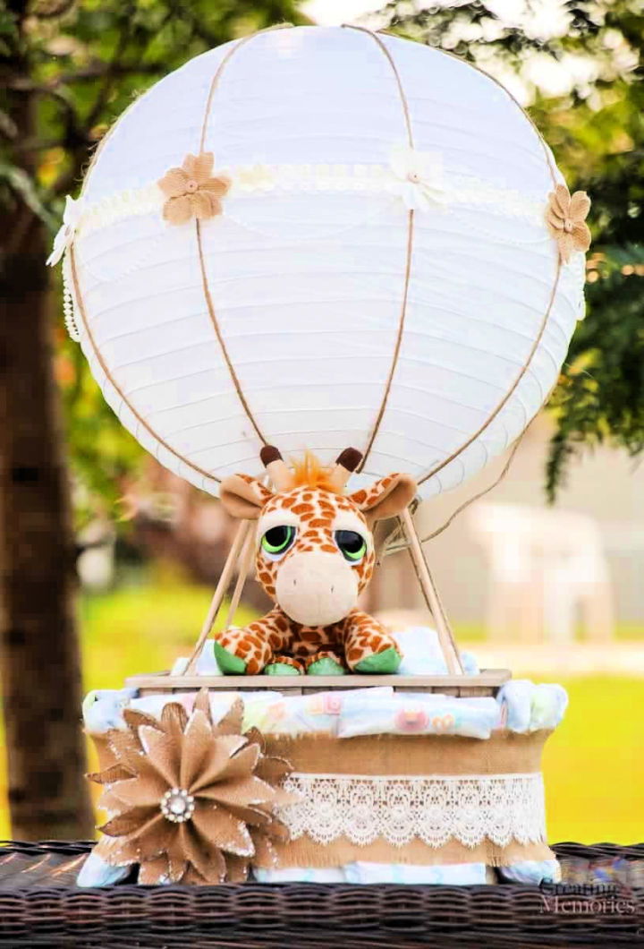 Neutral Hot Air Balloon Diaper Cake 