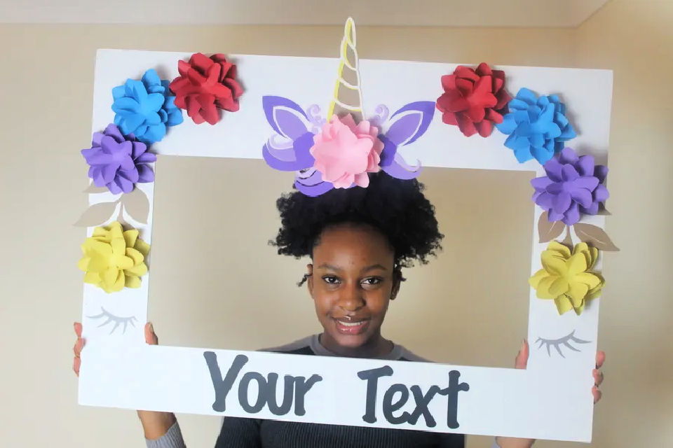 Paper Flower Unicorn Themed Selfie Frame