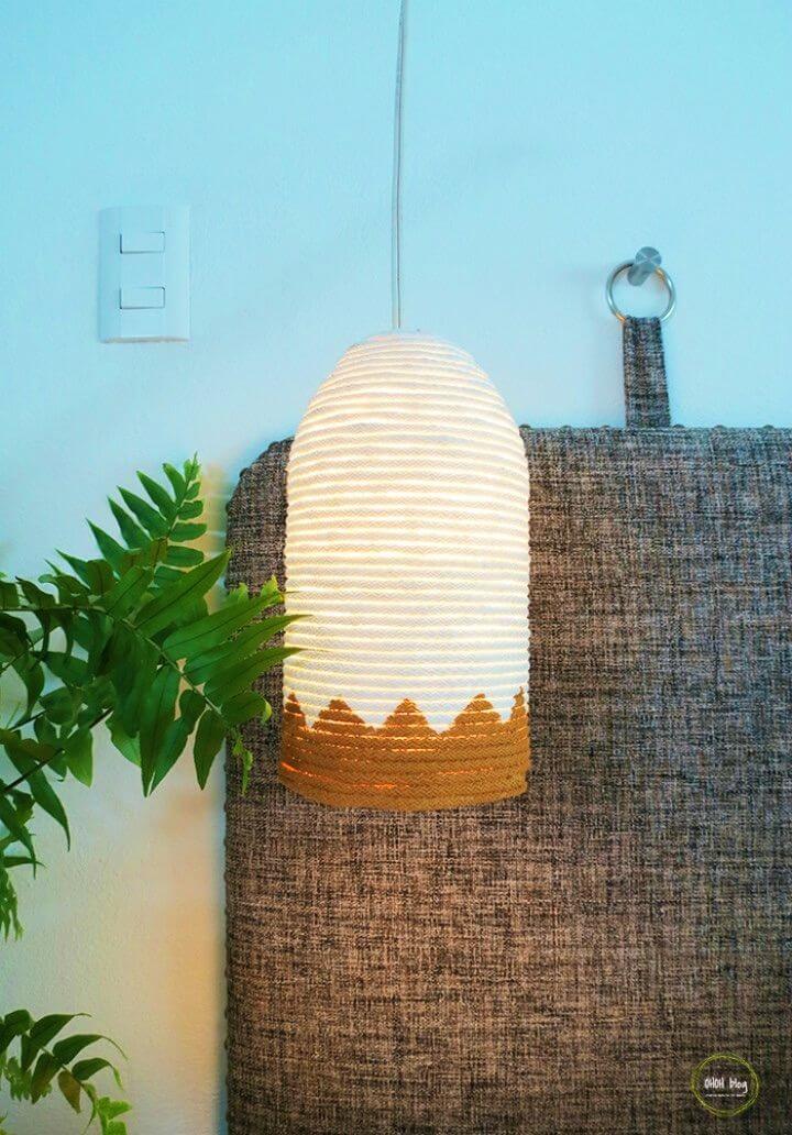 Pretty DIY Plastic Bottle and Rope Lampshade