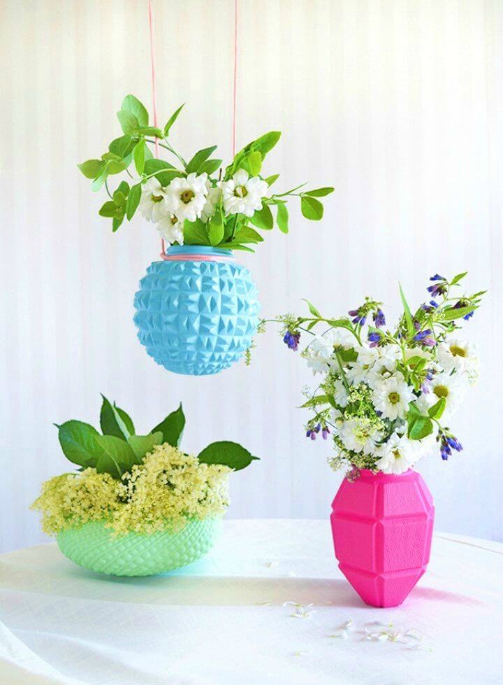 Pretty DIY Upcycled Lampshade Vases