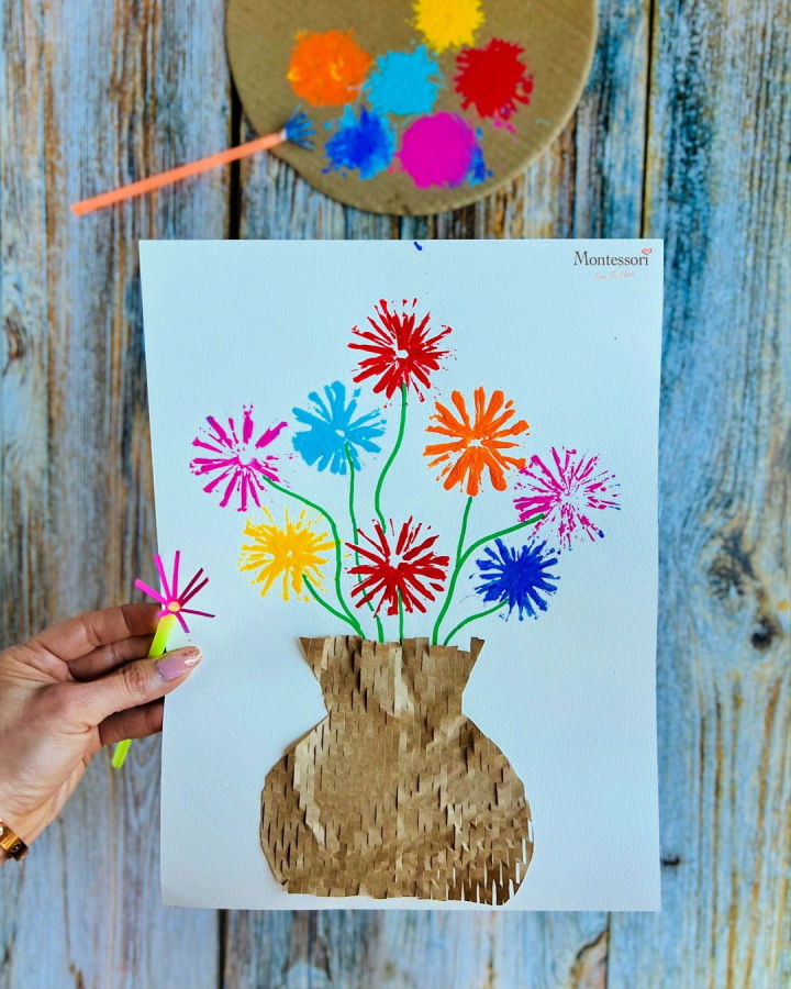 Straw Print Flower Painting